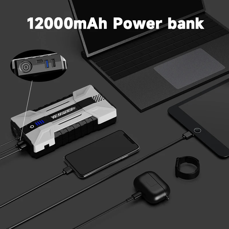 Portable Car Jump Starter 1000A Power Bank 12000mAh Emergency Battery Booster