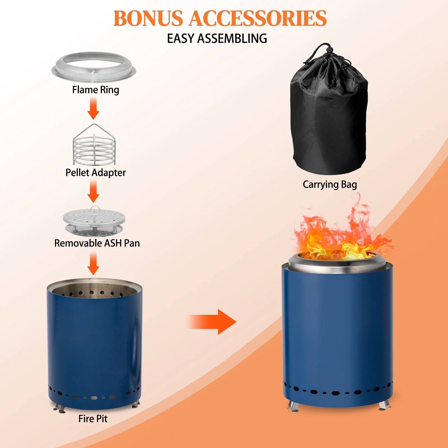 Smokeless Fire Pit Compact Blue Steel Design