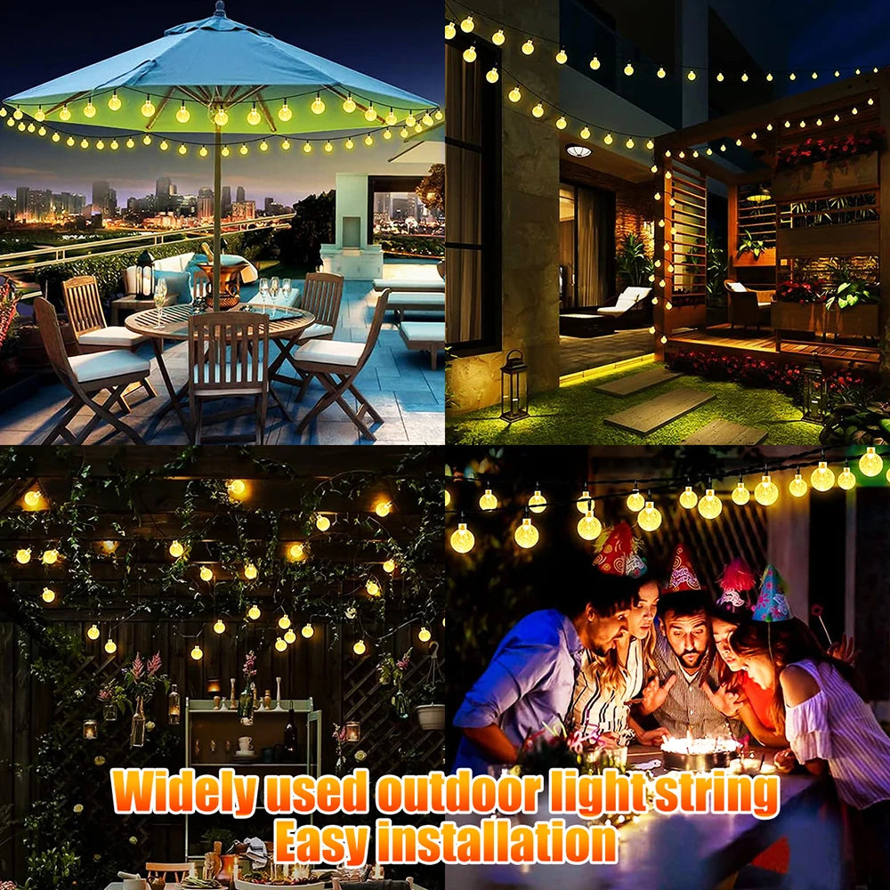 Solar-Powered Bubble Ball String Lights for Outdoor Camping & Garden Decoration