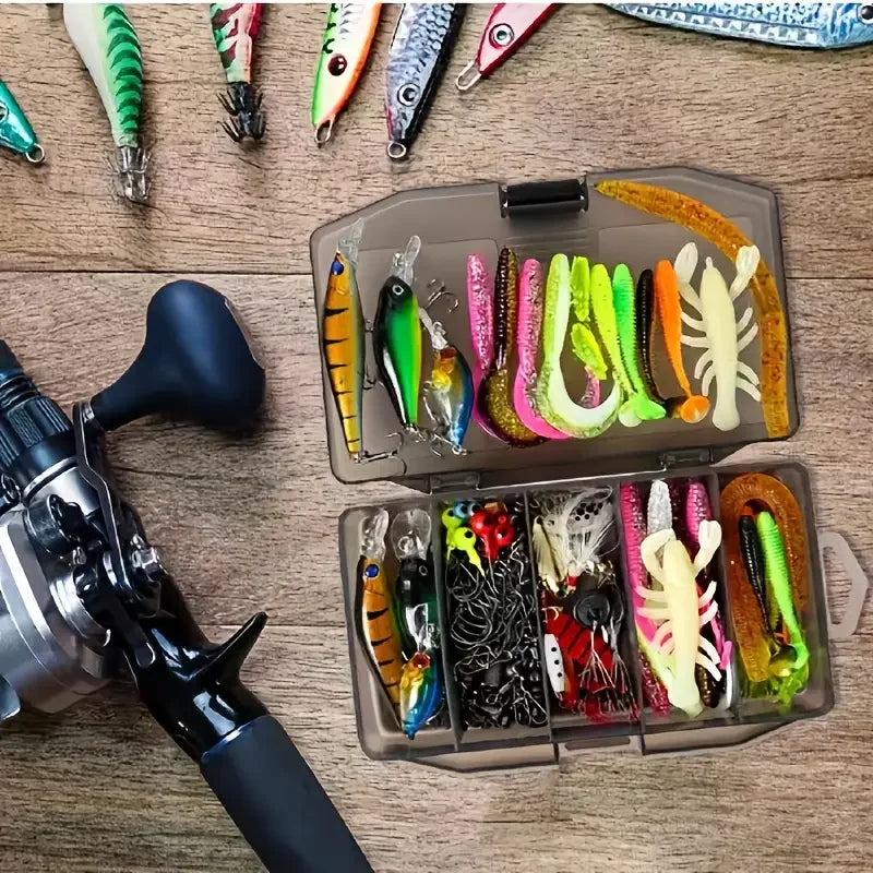 125 Piece Bionic Fishing Kit with Lifelike Lures Sinkers and Hooks