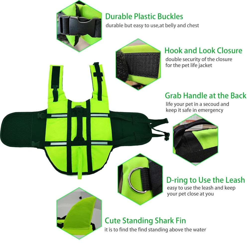 Adjustable Dog Life Jacket with Rescue Handle