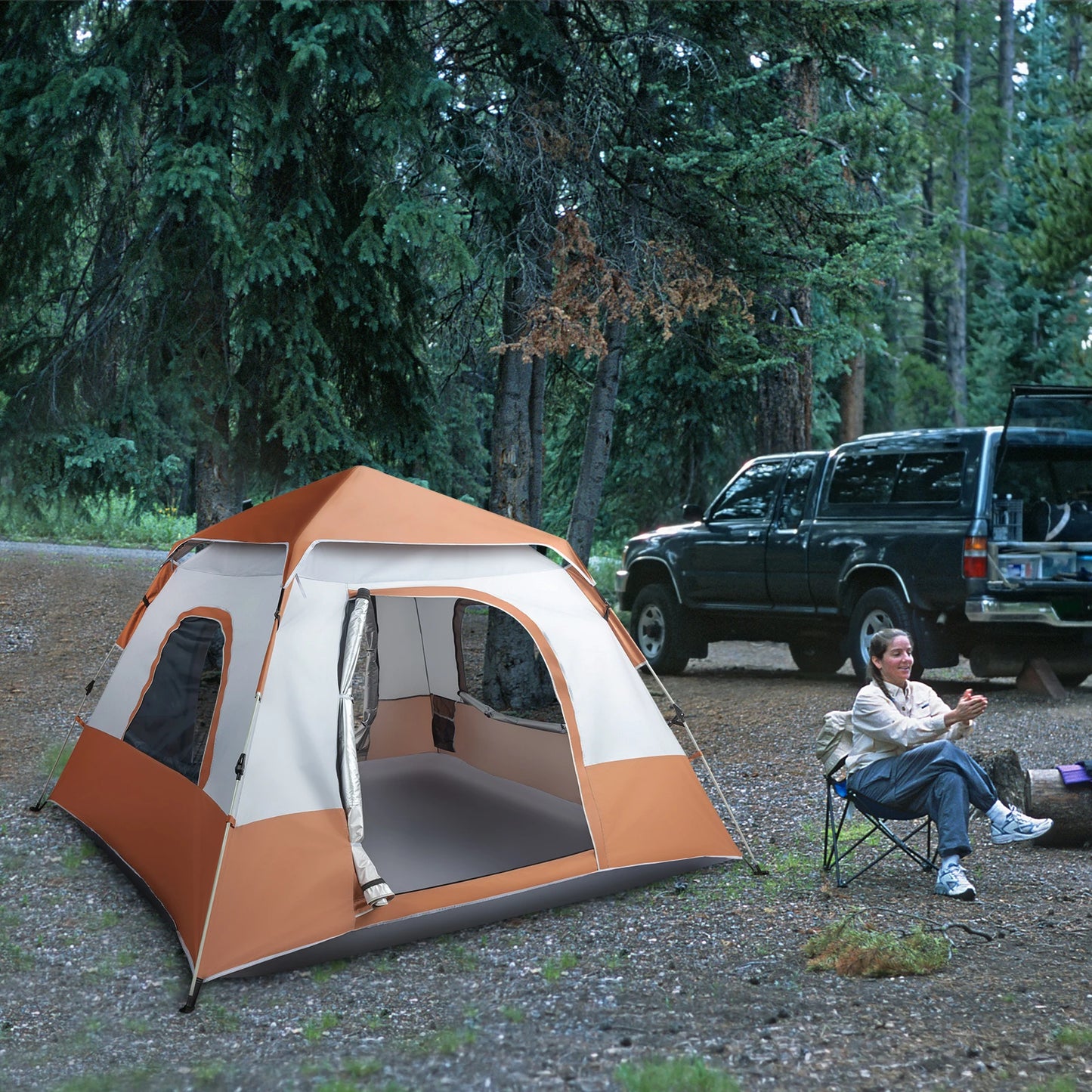Quick Setup 4 Person Family Camping Tent