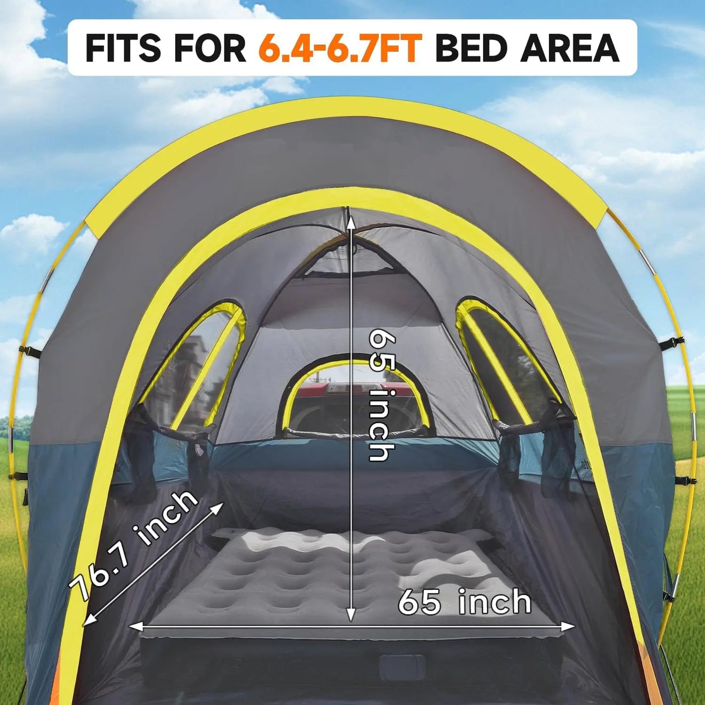 Waterproof Truck Bed Tent for 2 People Fits 5.5–6.4 ft Beds
