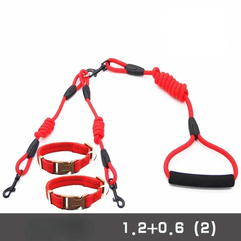 Double Dog Leash Coupler for Small Pets Nylon Twin Lead