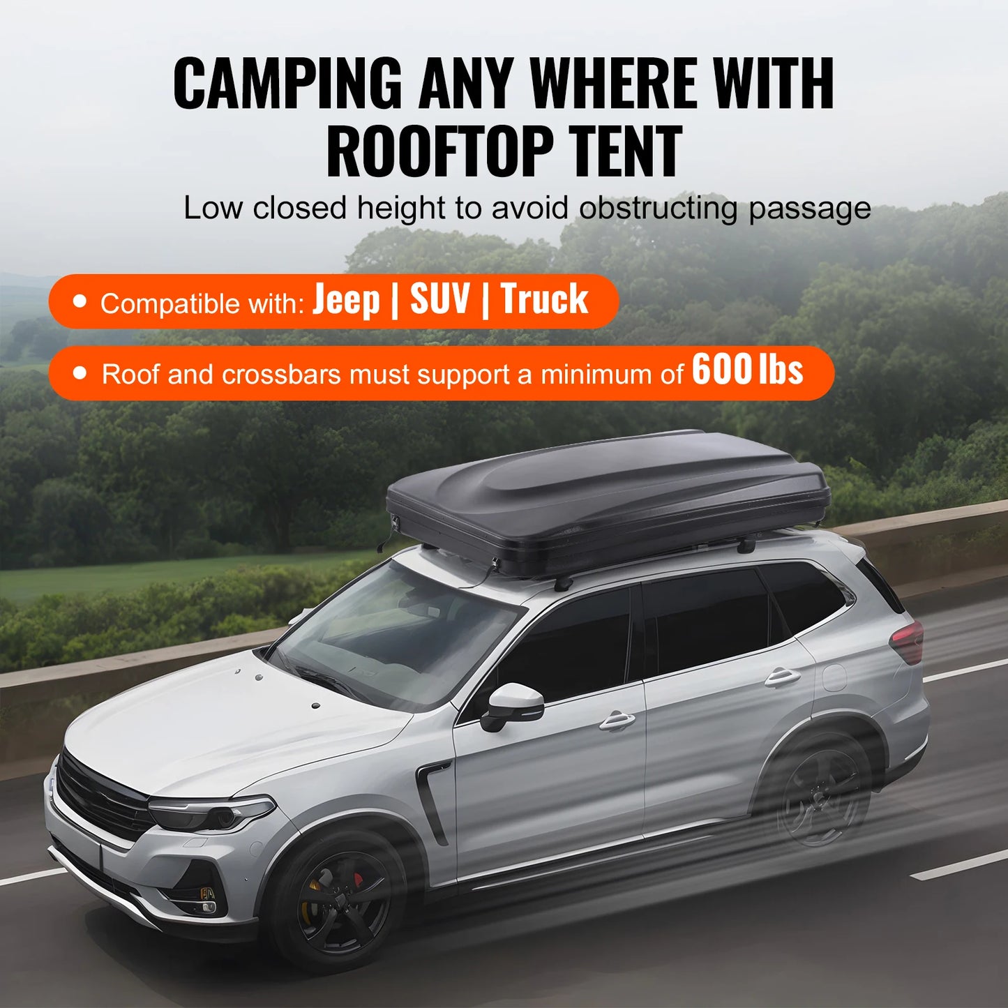 Hard Shell Rooftop Tent with Mattress for 2 to 3 People