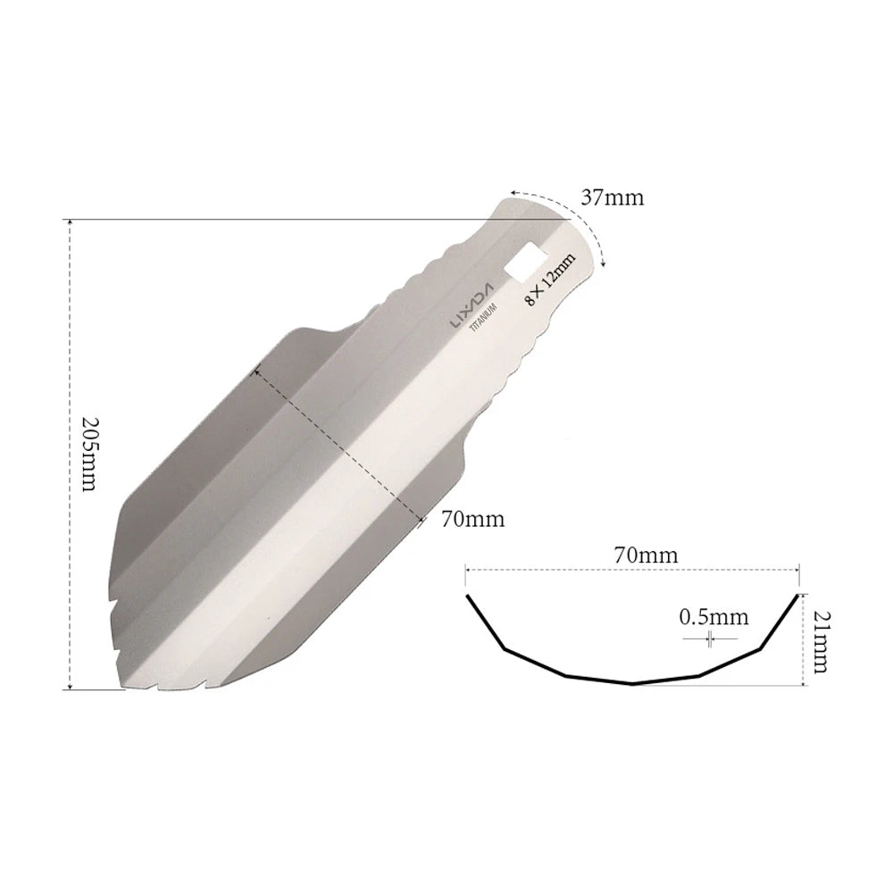 Titanium Camping Hand Trowel with Clip for Hiking and Backpacking