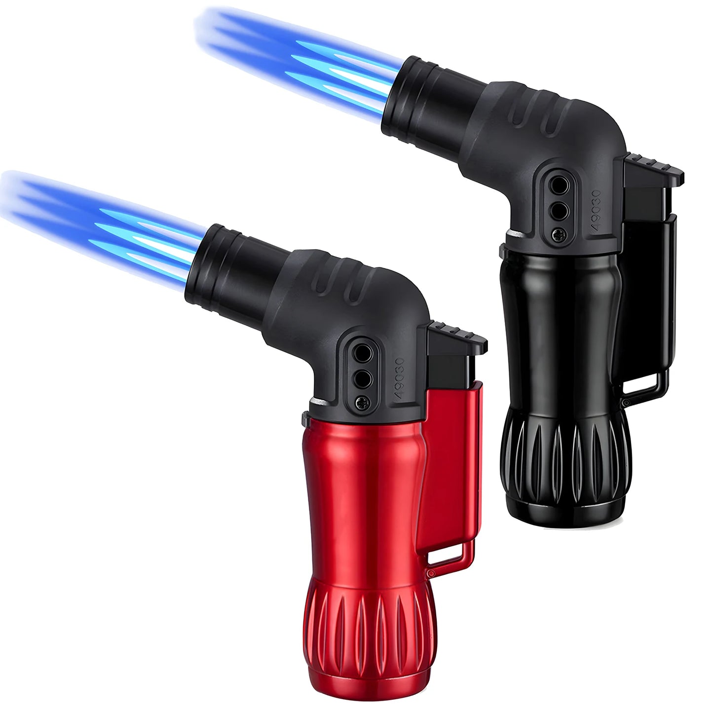 2pcs/Set Triple Jet Flame Torch Lighter Bend Head Design Refillable Butane Gas, Jet 3 Flame Windproof (Without Butane)