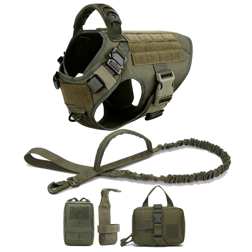 Military Dog Harness and Leash Set with Bags