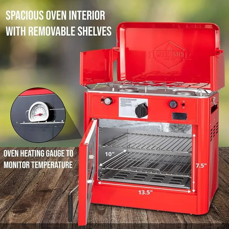 2 Burner Portable Propane Camping Stove and Oven with Carry Bag