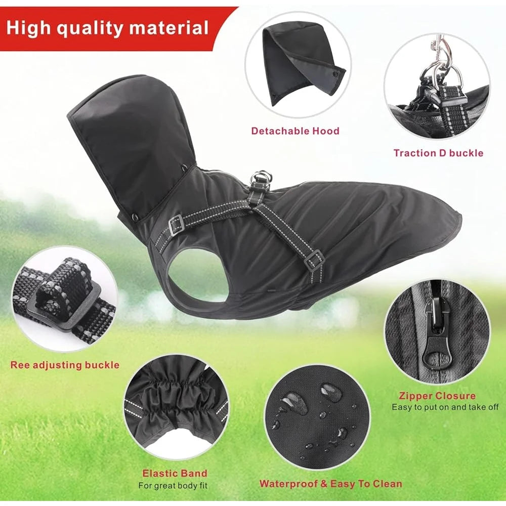 Reflective Waterproof Dog Raincoat with Adjustable Hood