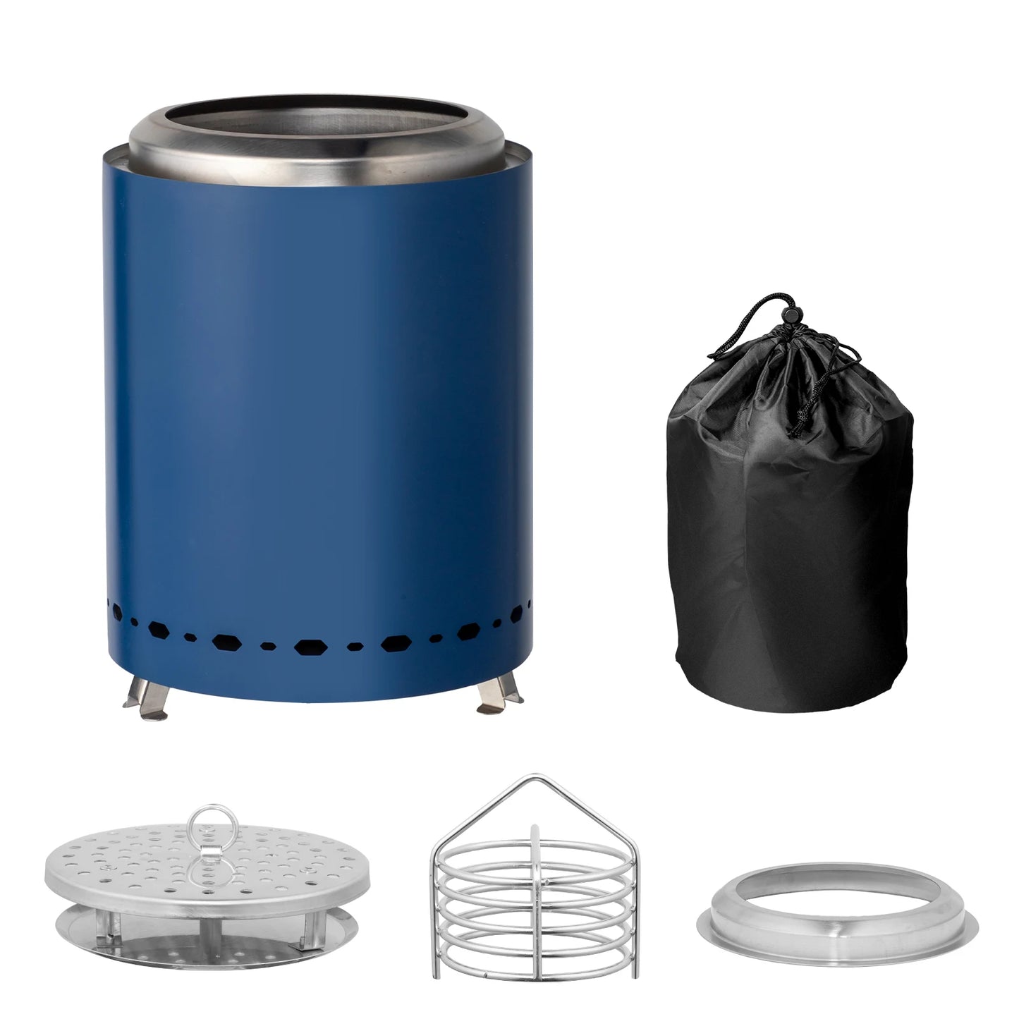 Smokeless Fire Pit Compact Blue Steel Design
