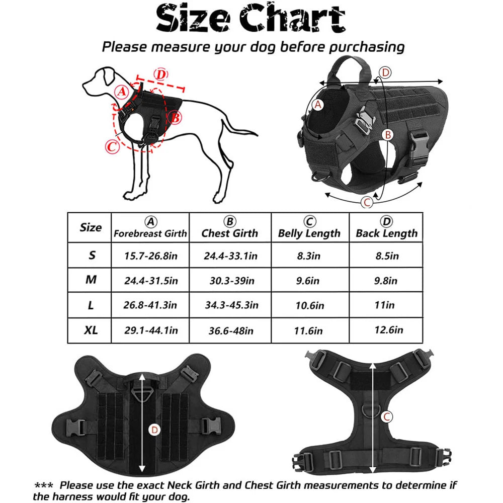 Military Dog Harness and Leash Set with Bags