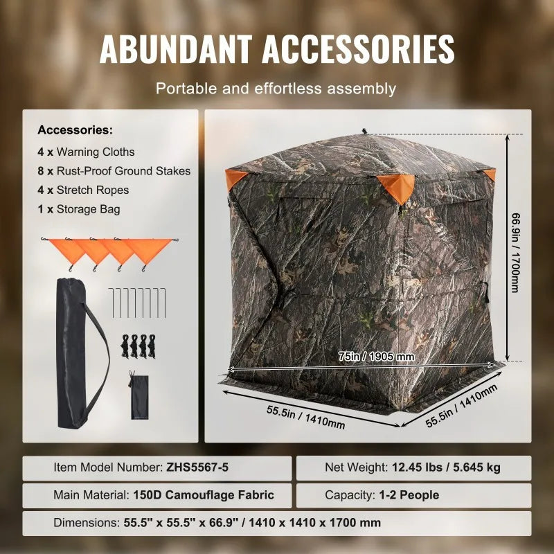 270 Degree See Through Hunting Blind for 1 to 2 People