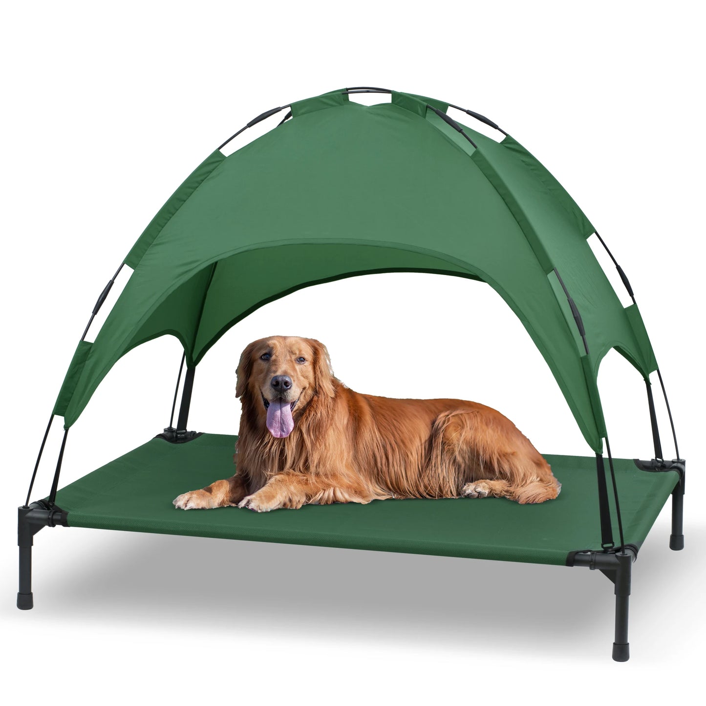 Elevated Dog Bed with Removable Canopy Portable Raised Cooling Cot for Outdoor Pets