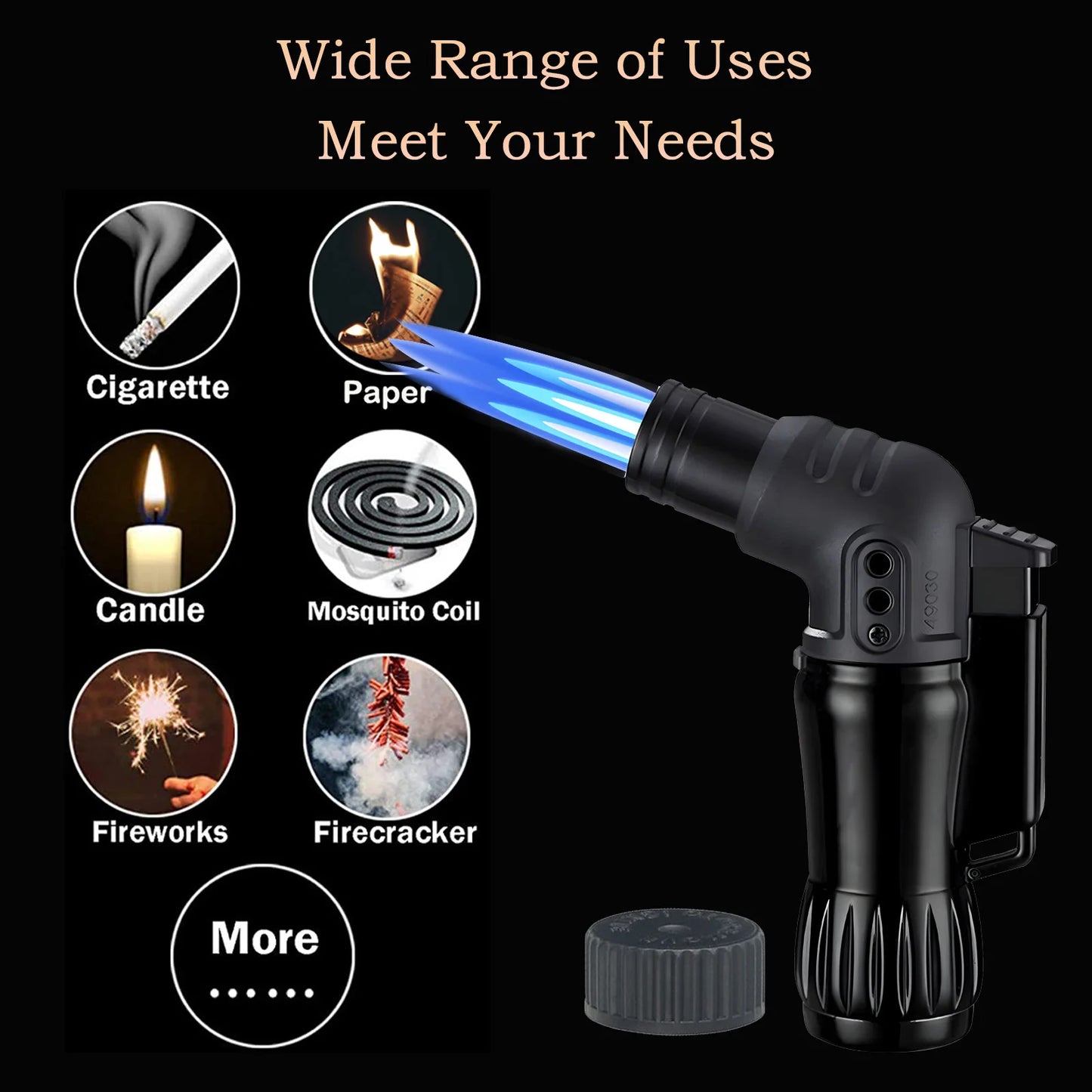 2pcs/Set Triple Jet Flame Torch Lighter Bend Head Design Refillable Butane Gas, Jet 3 Flame Windproof (Without Butane)