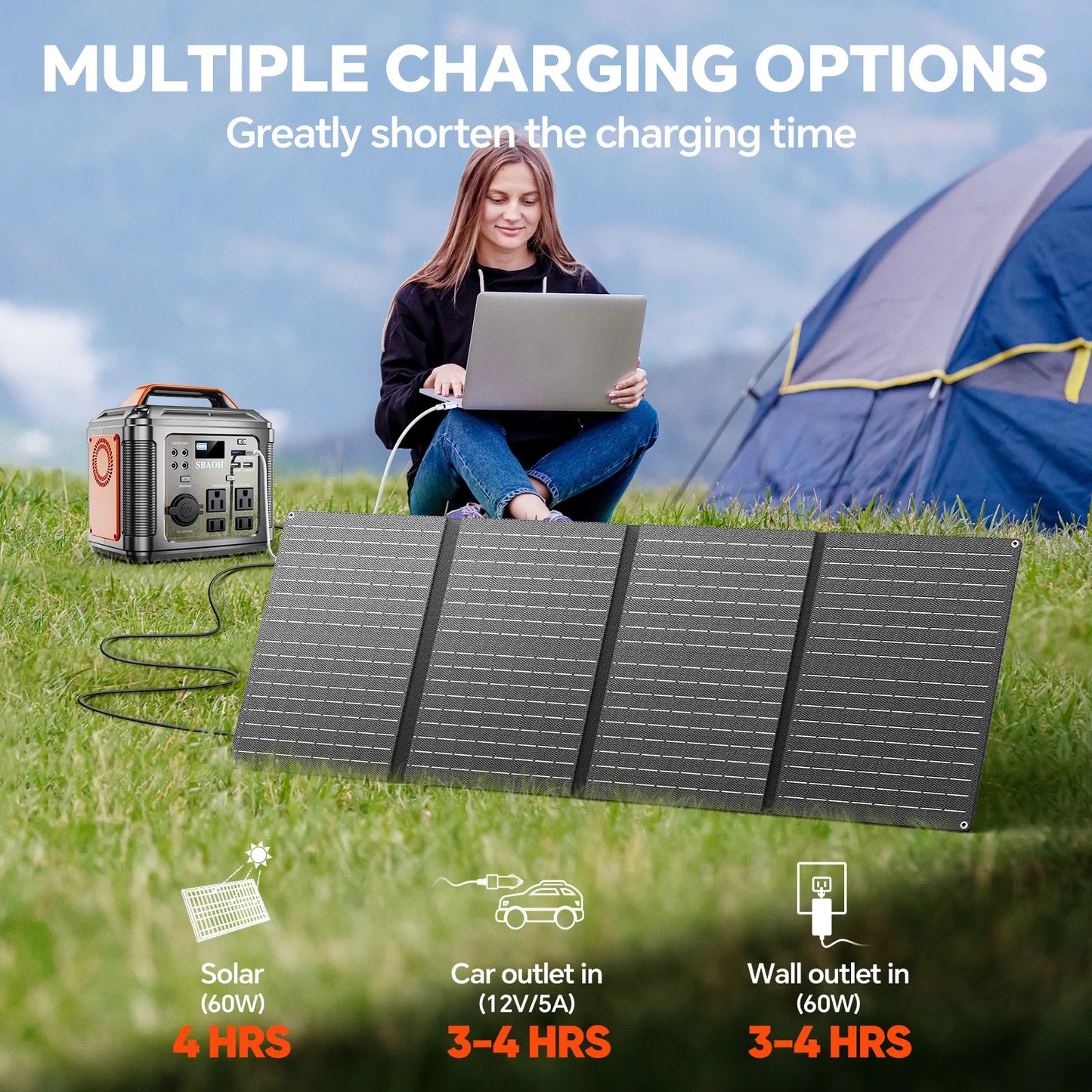 300W Portable Power Station with Solar Panel 296Wh 80000mAh