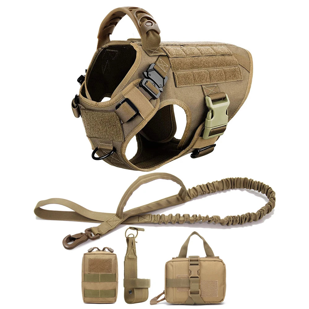 Military Dog Harness and Leash Set with Bags