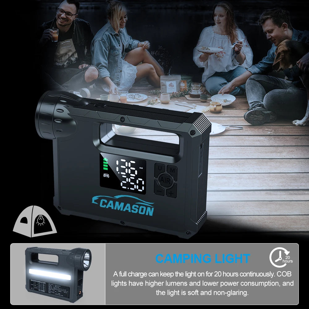 Portable Air Compressor with Jump Starter and Power Bank