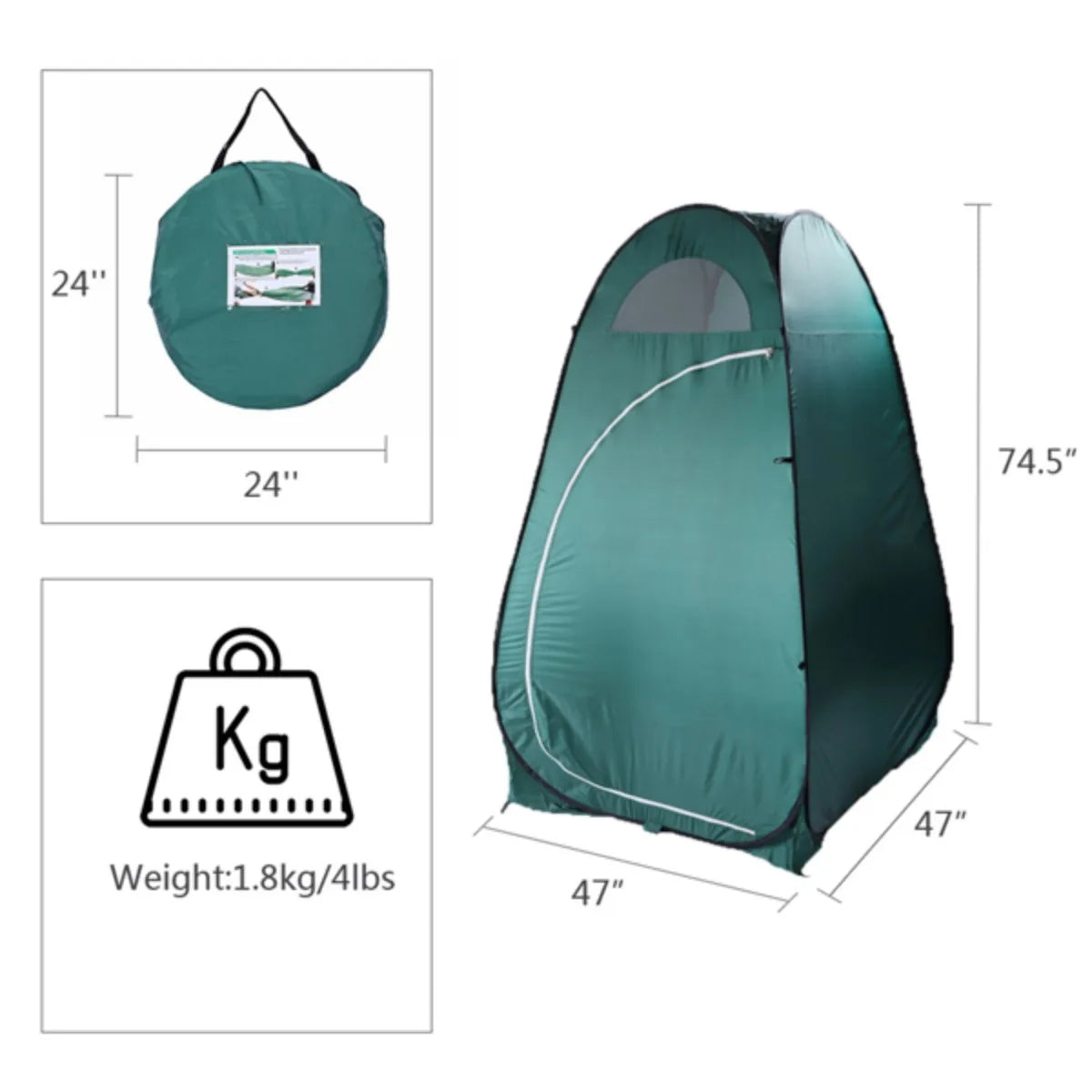 Pop Up Privacy Shower Tent Portable Outdoor Camping Toilet and Changing Tent 120x120x190cm
