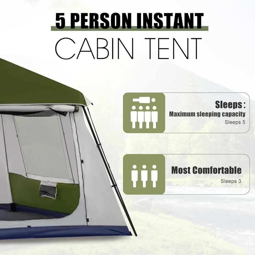 Instant Cabin Tent 4/6/8/10 People, Family Large Camping Tent, with Rainfly & Waterproof Portable with Carry Bag