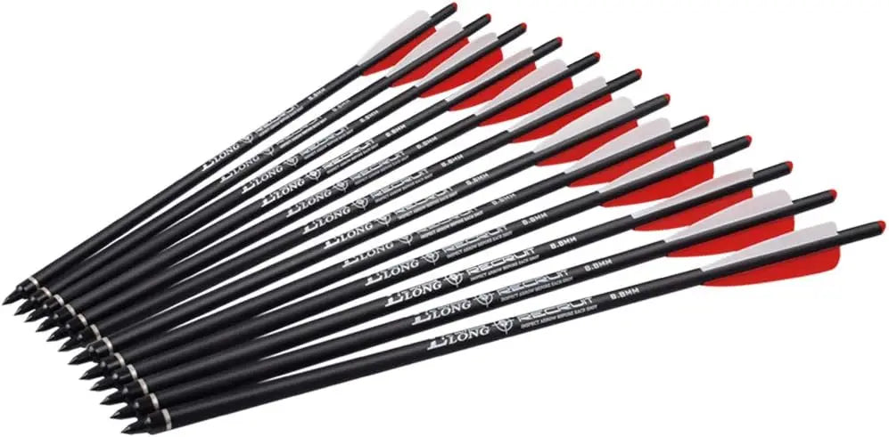 12 Pack Carbon Crossbow Bolts 20 or 22 Inch with 100gr Tips