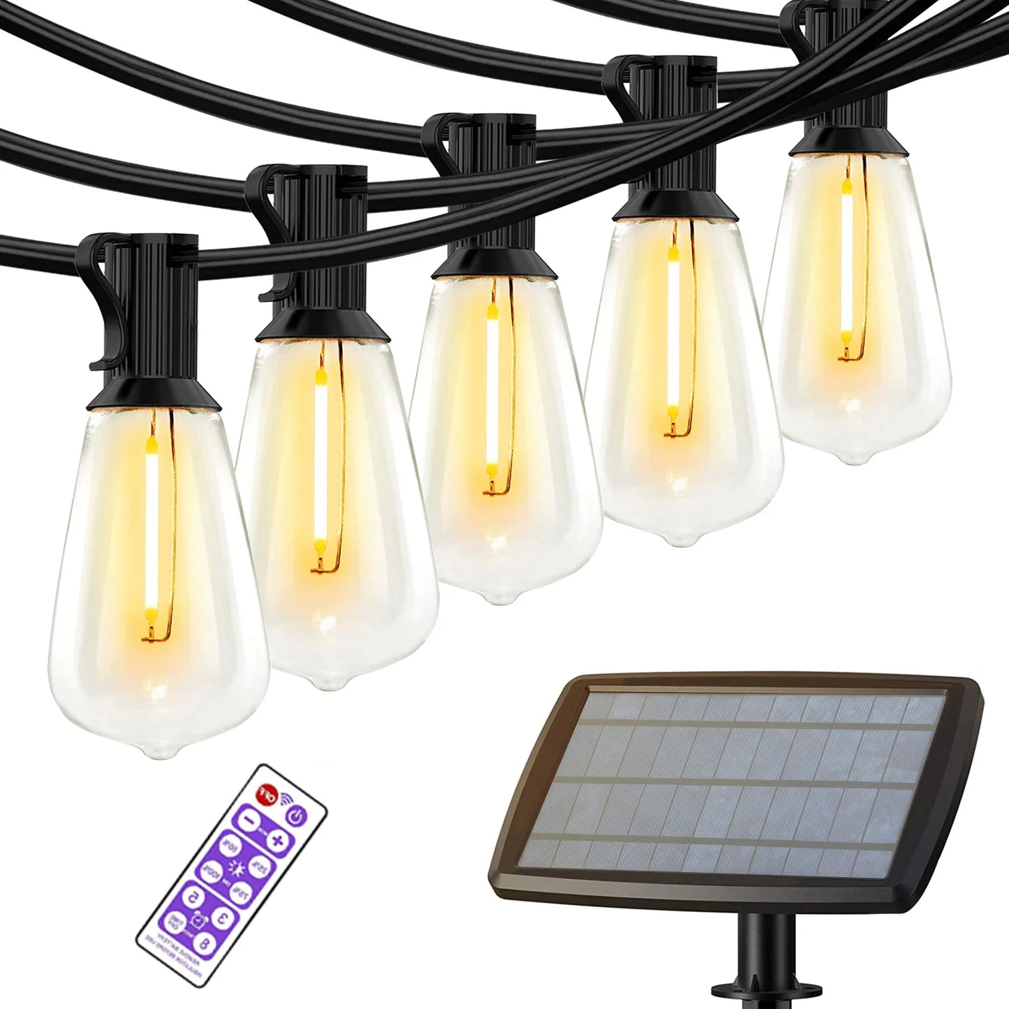 Solar String Lights 100ft with Shatterproof LED Bulbs and 4 Modes