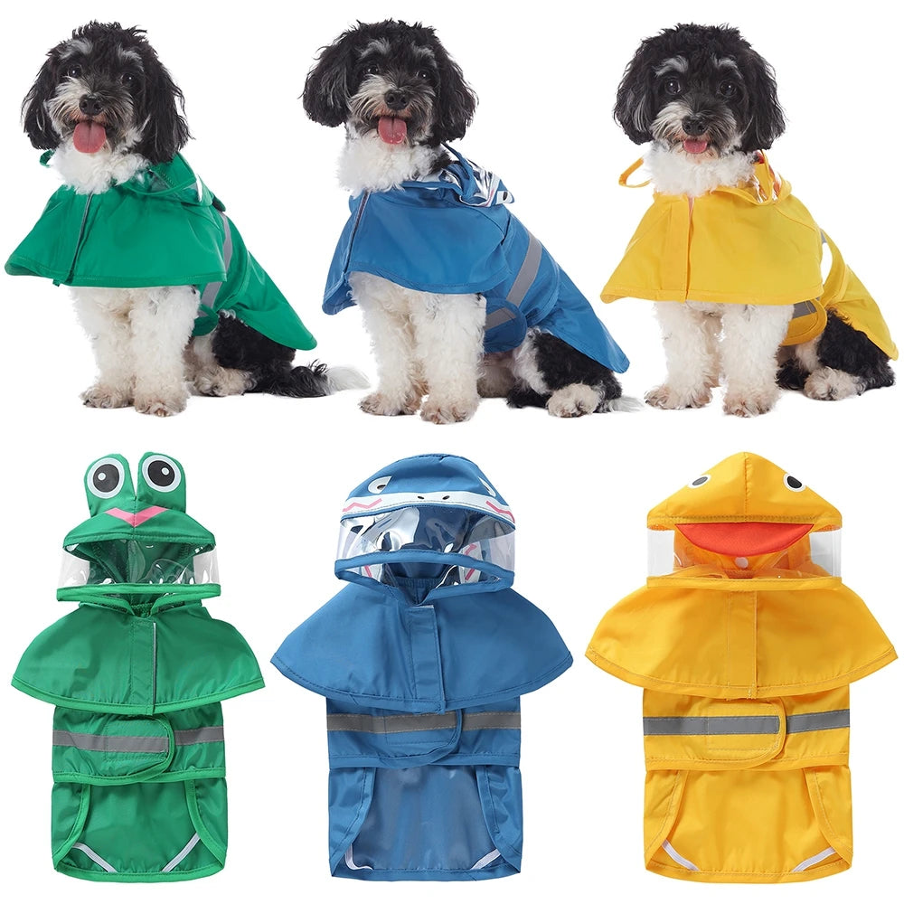 Reflective Waterproof Hooded Dog Raincoat for Large Dogs