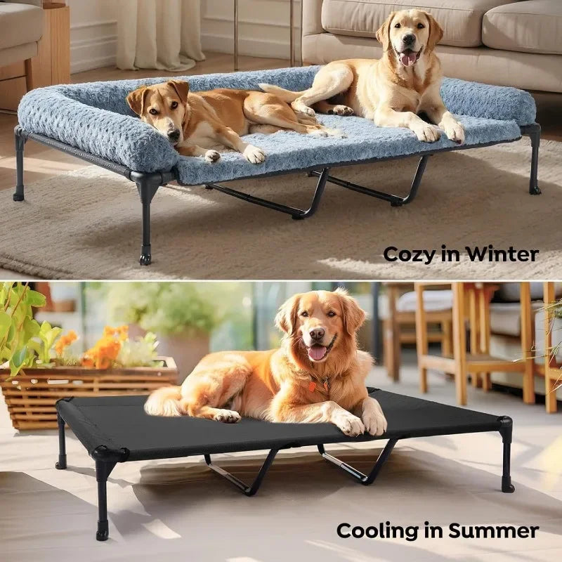 Cooling Elevated Dog Bed + Removable Deluxe Plush Pillow Cushion