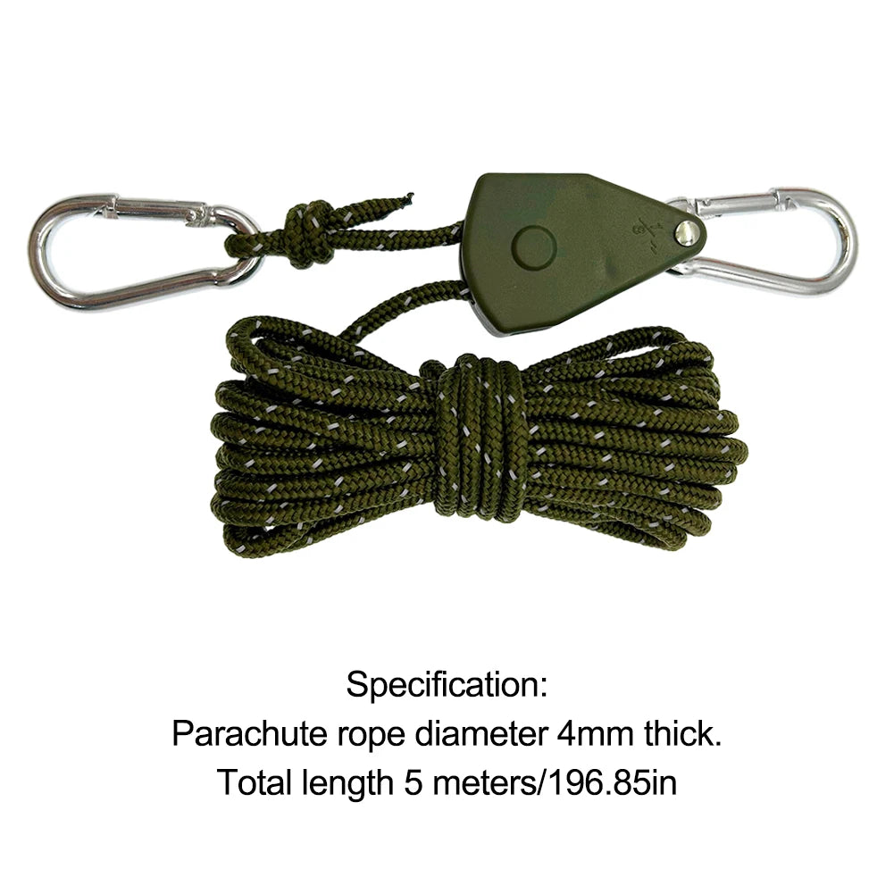 Reflective Parachute Cord 5M Tent Rope with Buckle