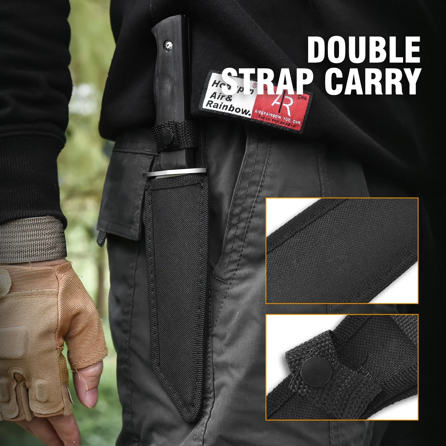 1 pc Fixed Blade Camping Knife with Leather Sheath