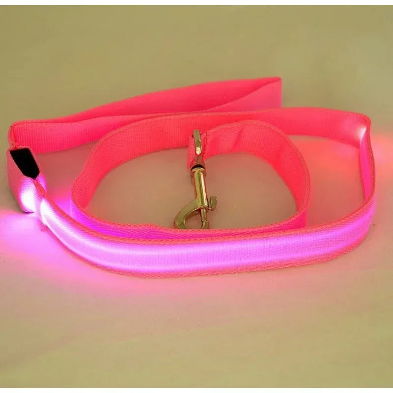 LED Glowing Dog Leash and Collar Set for Night Safety