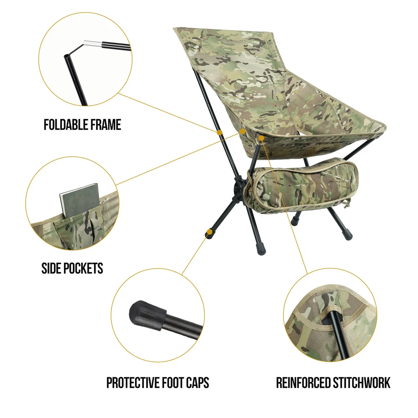 Portable High Back Camping Chair in Camo