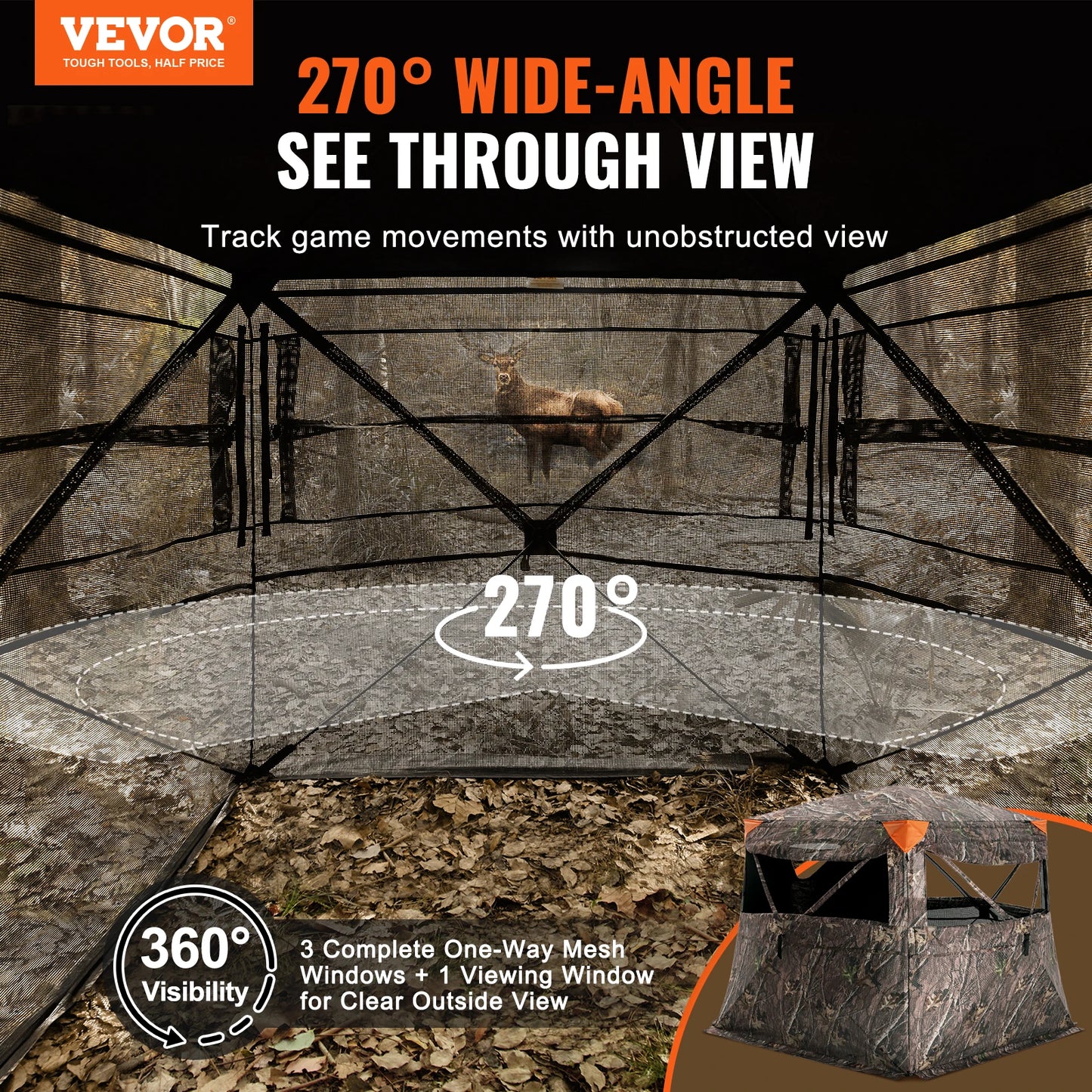 VEVOR 4 to 5 Person See Through Hunting Blind for Deer and Turkey
