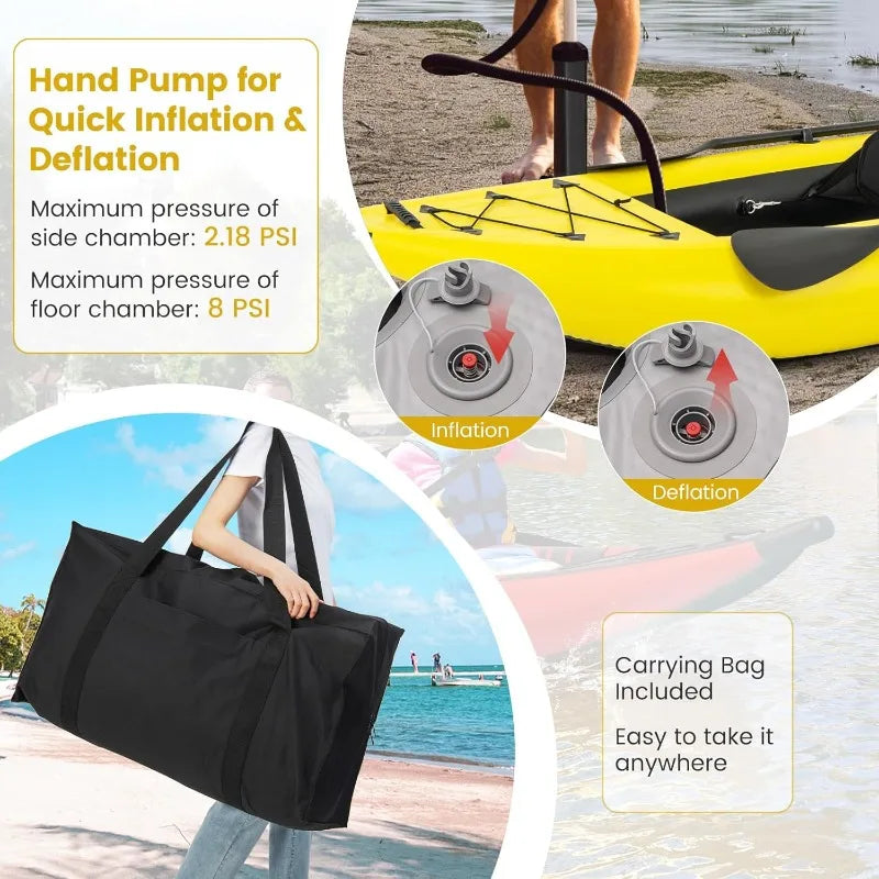 12.5Ft Inflatable Tandem Kayak with Paddles and Pump