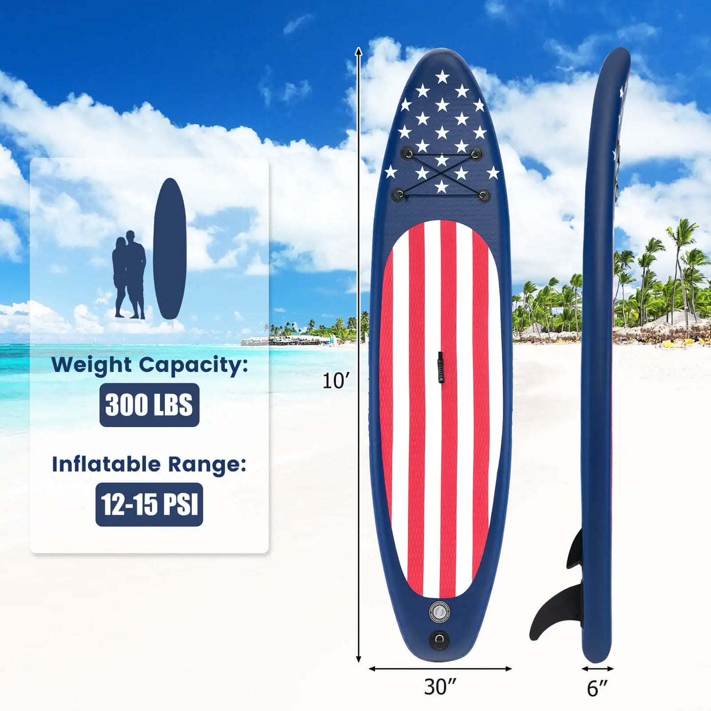 10' x 30" Inflatable Stand Up Paddle Board w/ Premium SUP Accessories & Hand Pump