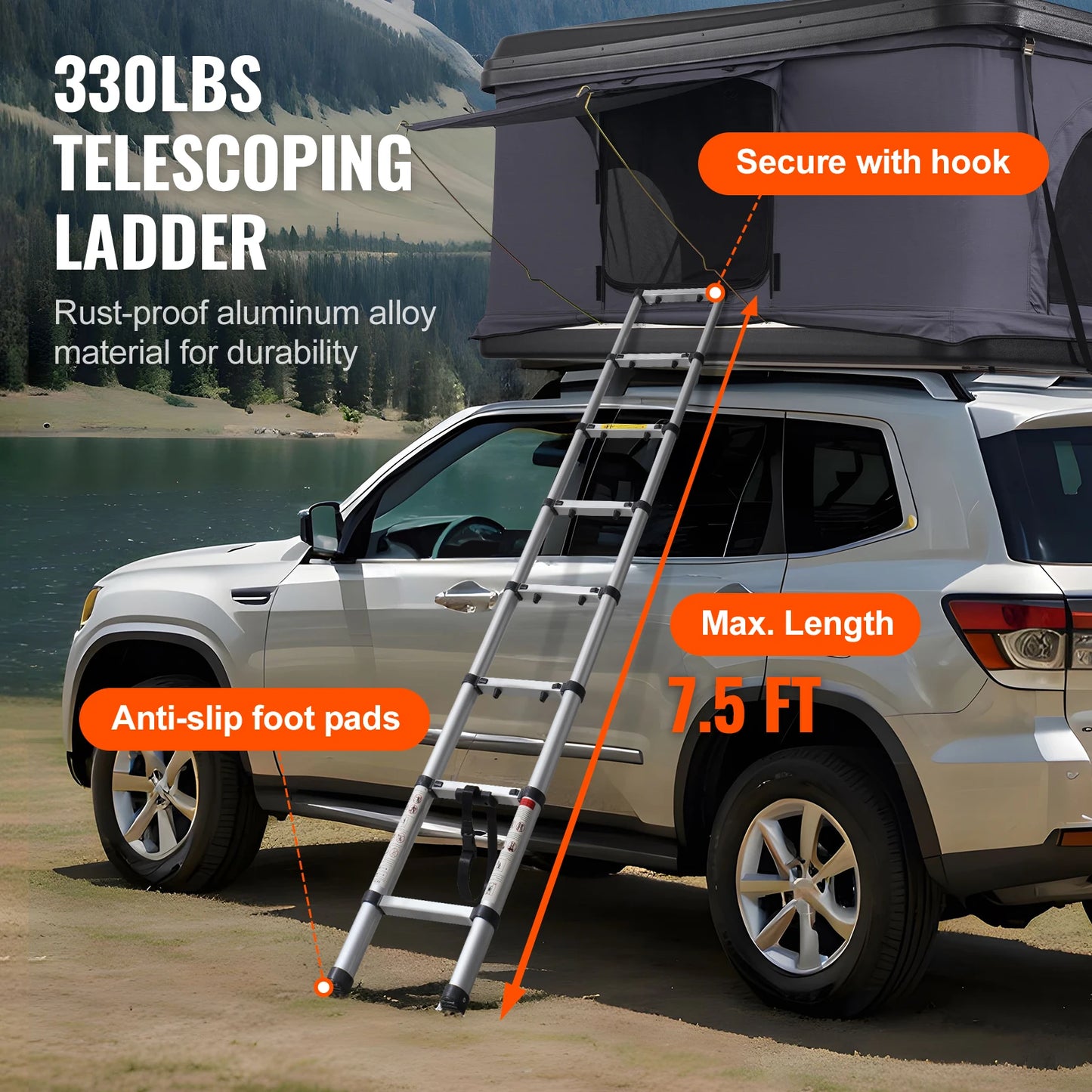 Hard Shell Rooftop Tent with Mattress for 2 to 3 People