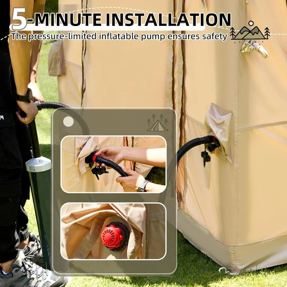 Inflatable Glamping Tent with Stove Jack and Skylight