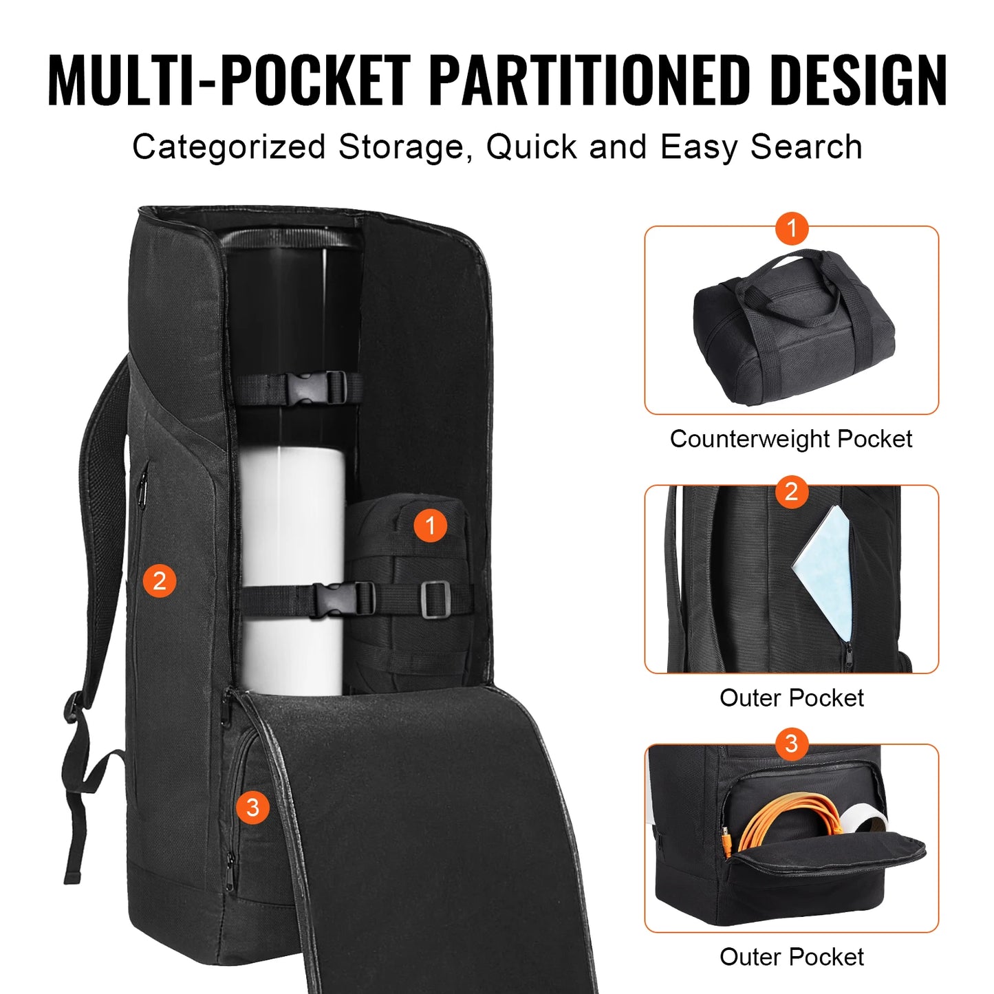 SucceBuy Telescope Backpack Case with Secure Straps and Padded Shoulder Straps
