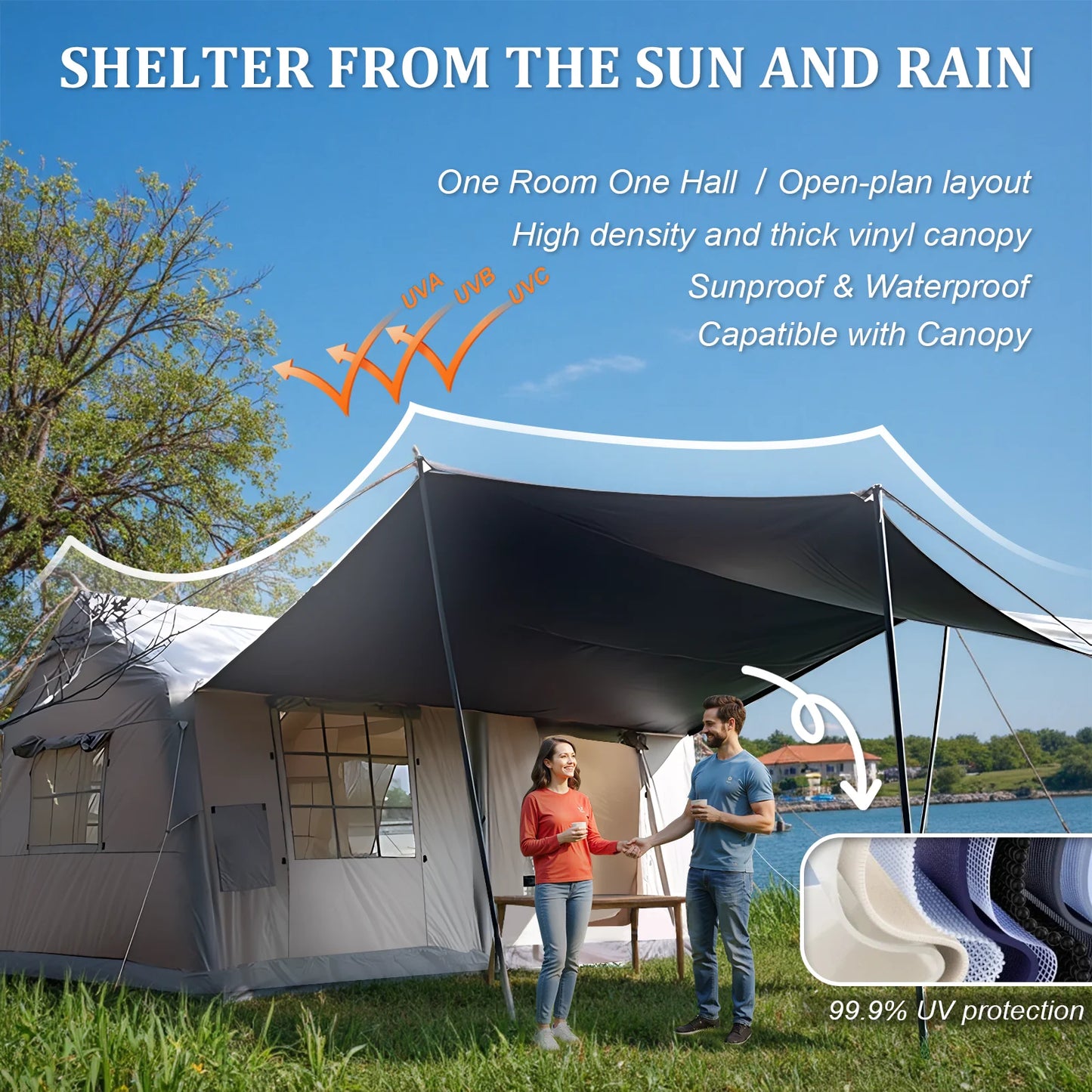 Inflatable 4 Season Glamping Tent with Blackout Canopy