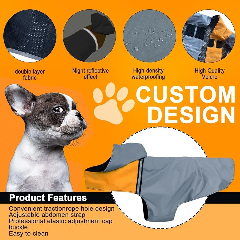 Breathable Waterproof Dog Raincoat with Reflective Strips and Hood