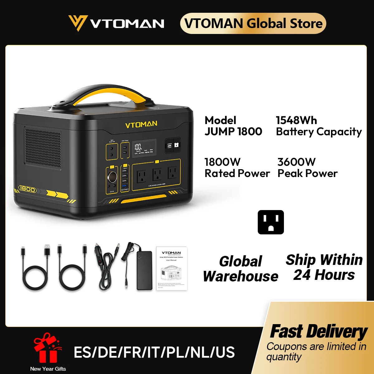 VTOMAN JUMP 1800 Portable Power Station Solar Generator LiFePO4