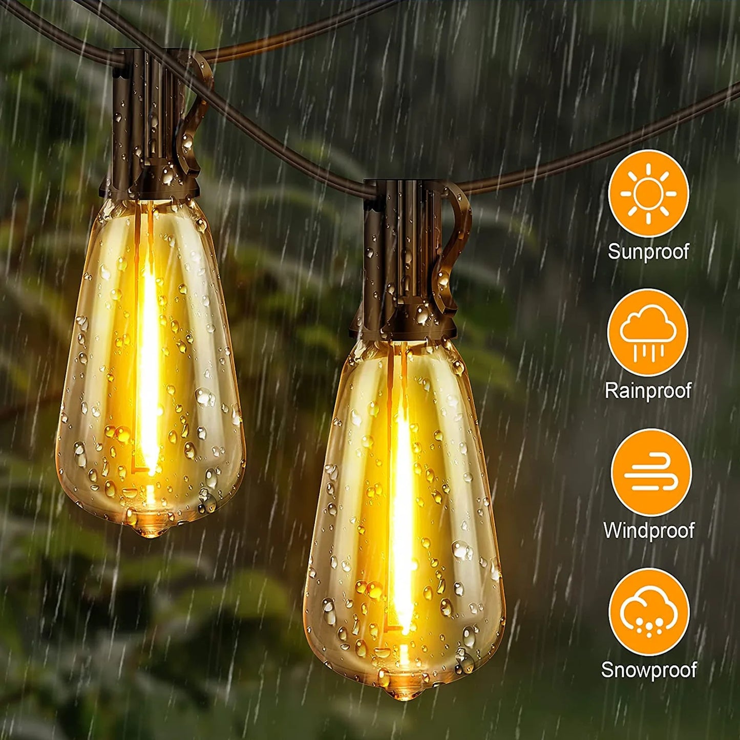 Solar String Lights 100ft with Shatterproof LED Bulbs and 4 Modes