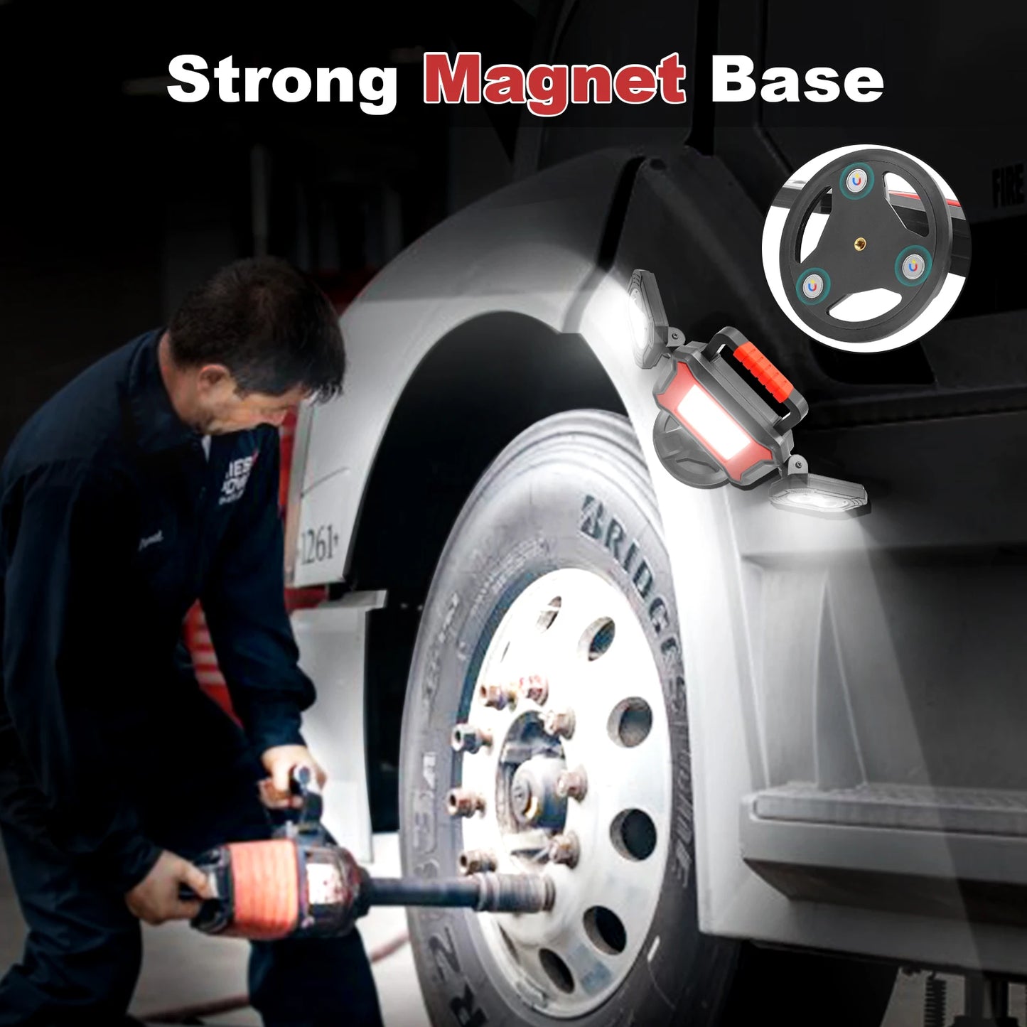 Rechargeable Magnetic LED Work Light 25W 2700LM Waterproof Cordless Job Light