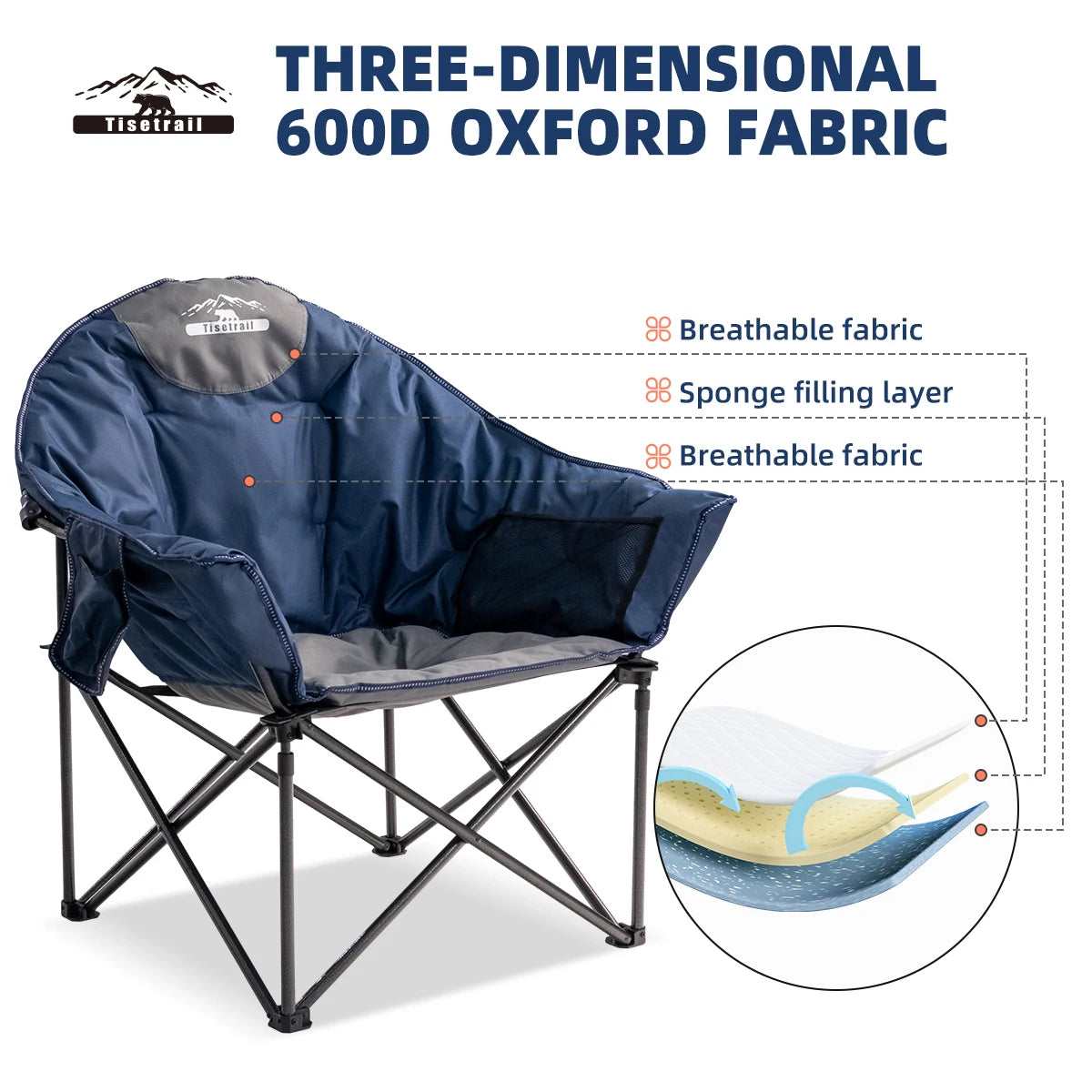 Oversized Folding Saucer Chair with Cup Holder