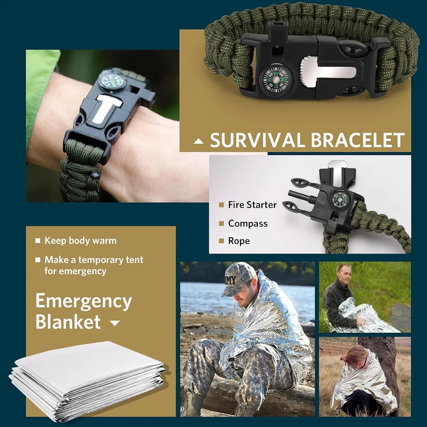 13 in 1 Survival Gear Kit for Camping and Hiking