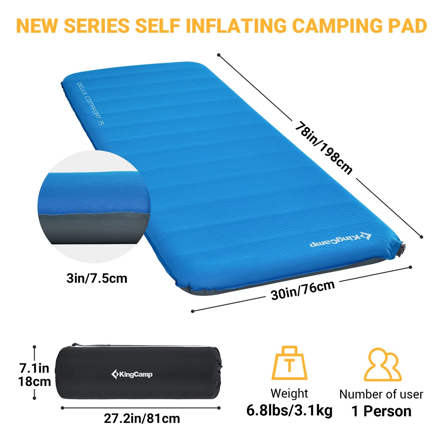 Self Inflating Insulated Camping Mattress Pad