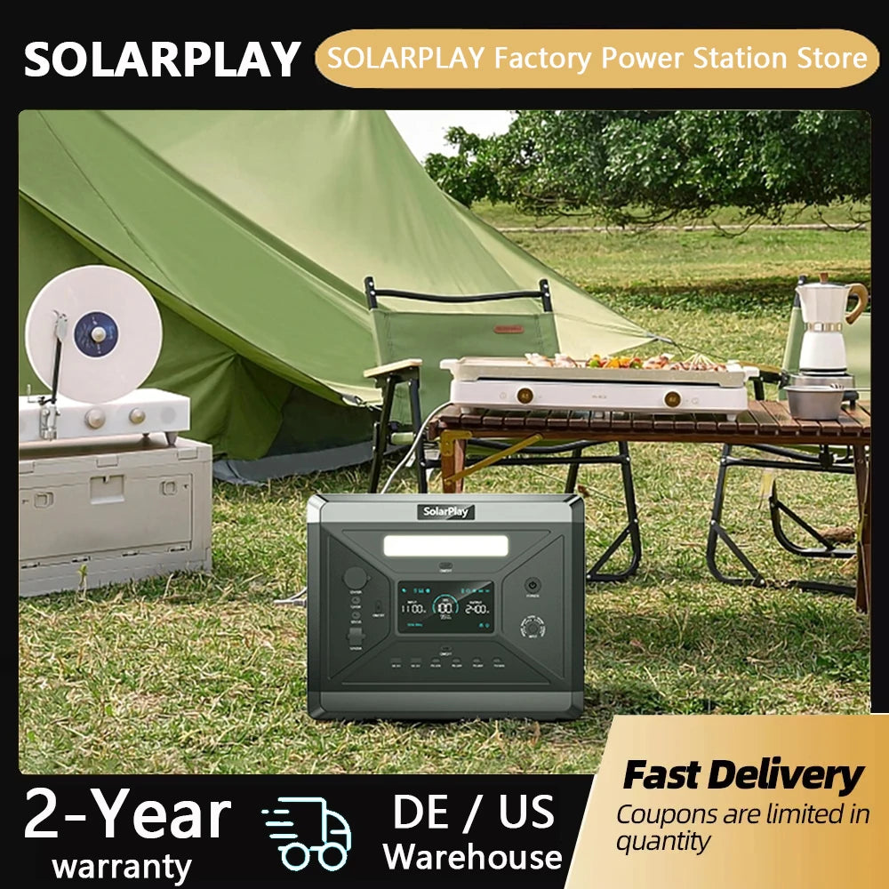 Solarplay Q2501 Portable Power Station 2160Wh LiFePO4 Battery with 2400W AC Output