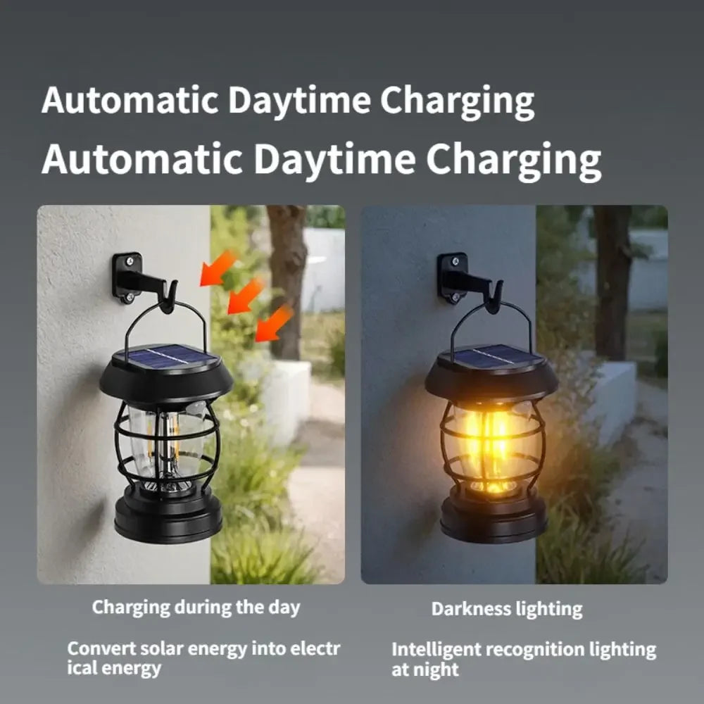 Type-C Rechargeable Solar Camping Lights, Dimmable Solar Powered Hand Lantern Waterproof