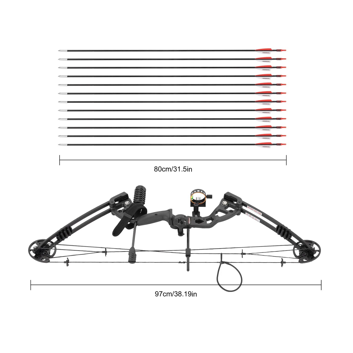 Compound Bow Recurve Bow w/ 12x Arrows Set Right Hand archery tool for Hunting, Training, or outdoor competition