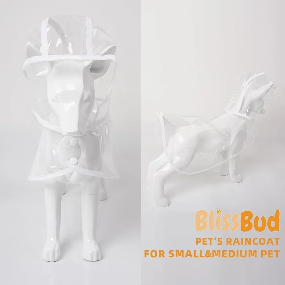 Transparent Waterproof Dog Rain Jacket with Harness Hole